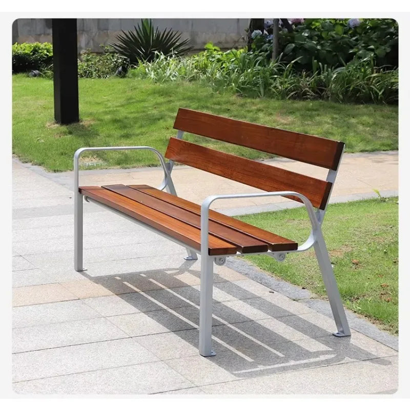 Customized New Design Solid Wood Memorial Outdoor Bench with Armrests High Quality Town Park Garden Street Waiting