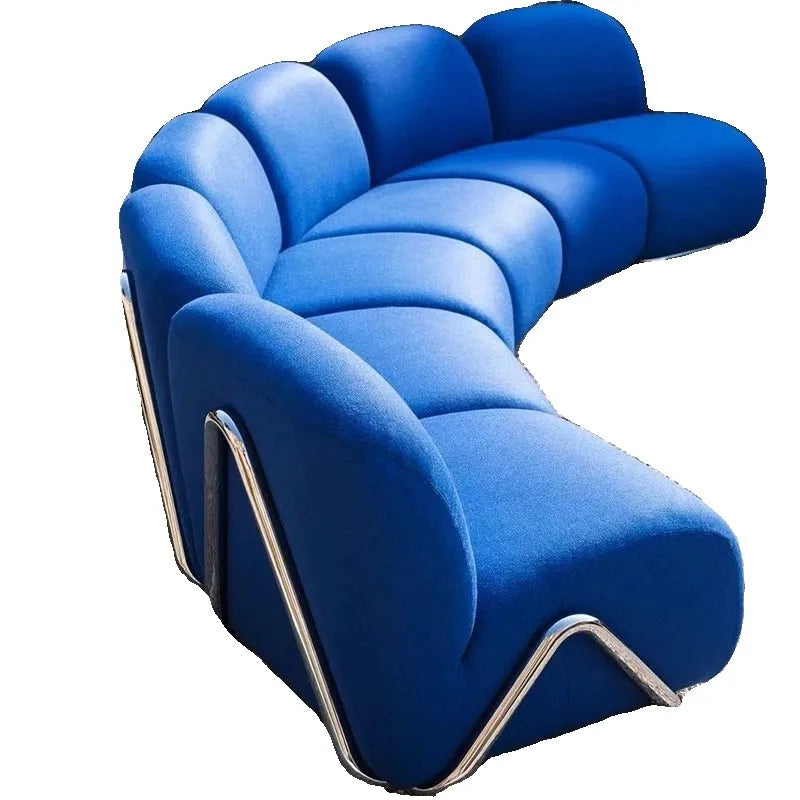 Customized single sofa antique living room stainless steel fabric arc