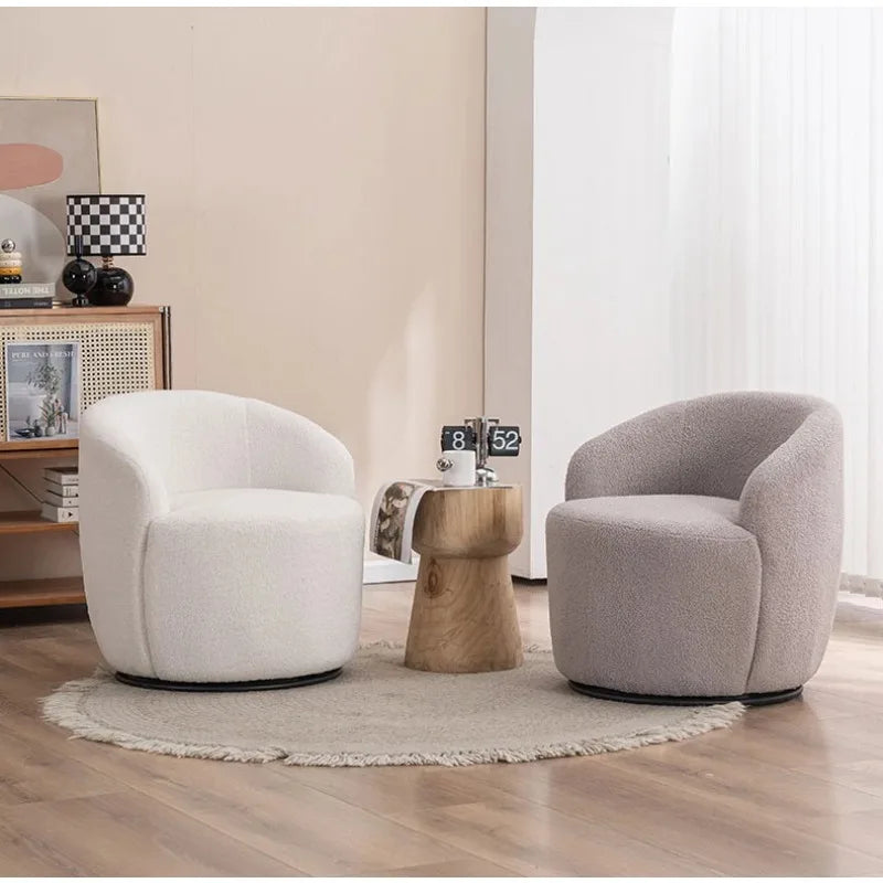 Best-Selling Modern Light Luxury Fabric Single Leisure Chair Cream Bedroom Makeup Stool Lamb Fleece Single Swivel Sofa Chair