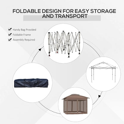 12x12 Pop Up Canopy Tent with Netting Carry Bag Instant Sun Shelter 137sqft Shade Height Adjustable Outdoor Garden Patio Custom