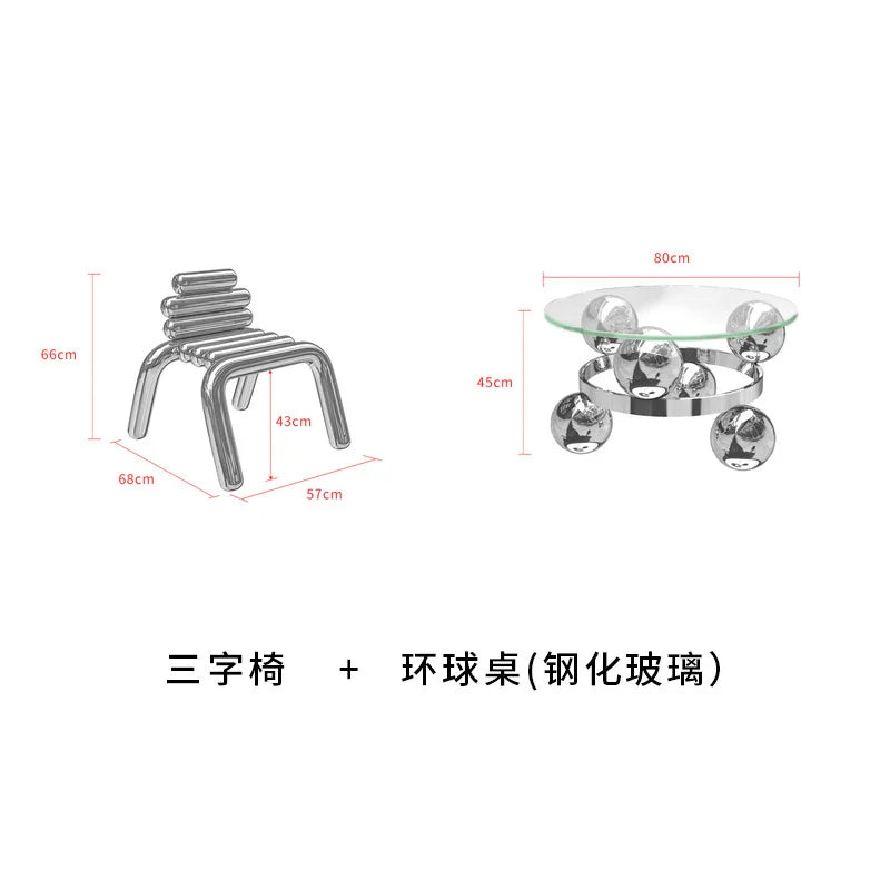 CZ Vintage Stainless Steel Irregular Single Chair Home Backrest Minimalist Industrial Style Restaurant Leisure Dining Chair