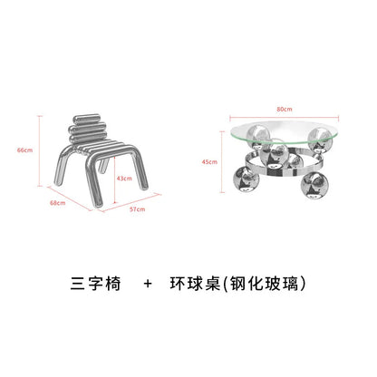 CZ Vintage Stainless Steel Irregular Single Chair Home Backrest Minimalist Industrial Style Restaurant Leisure Dining Chair