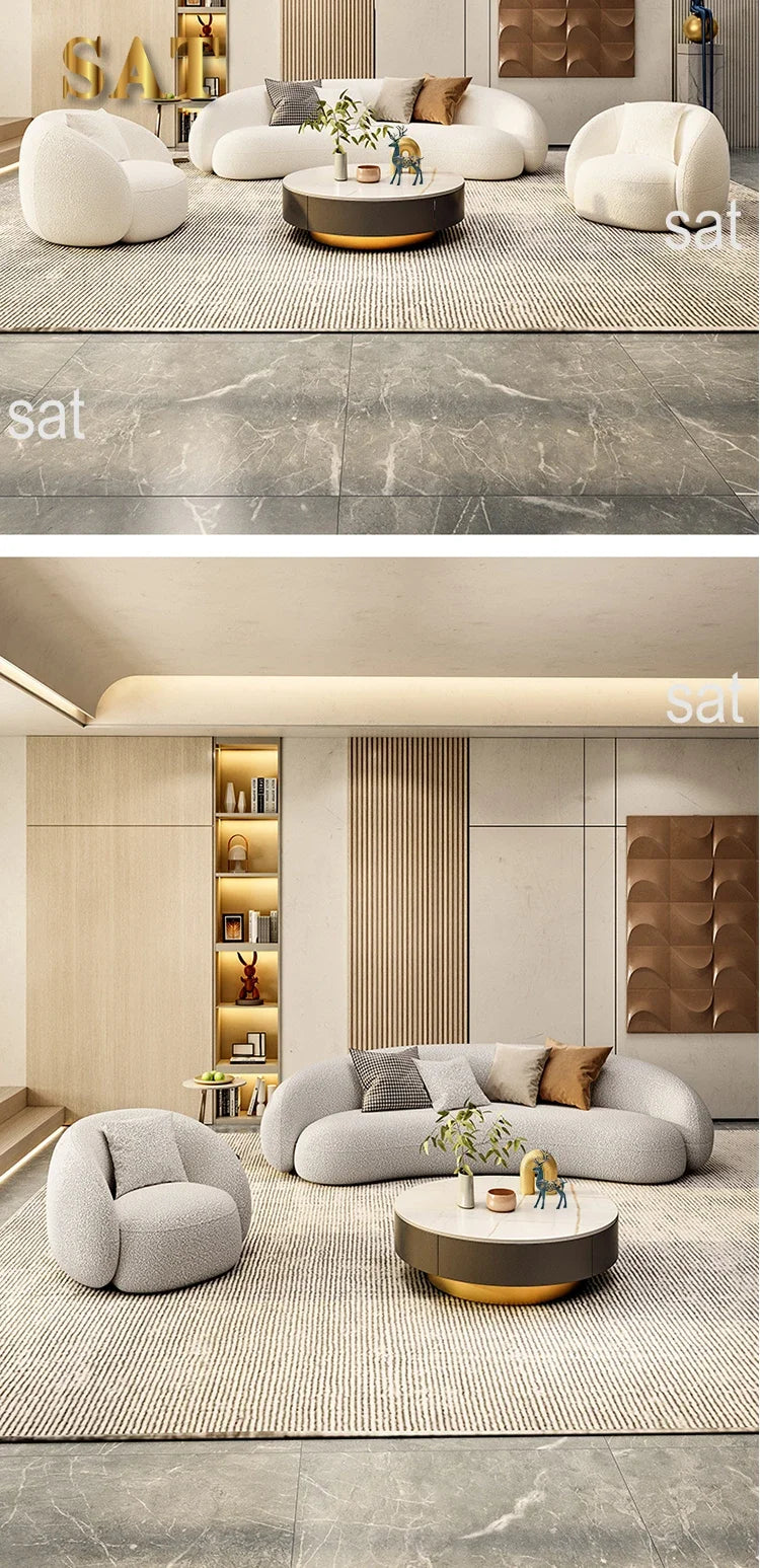 mHot Sales Modern Couch Simple Sofa Minimalist Special Shaped White Velvet Light Luxury Living Room Sofa Furniture l
