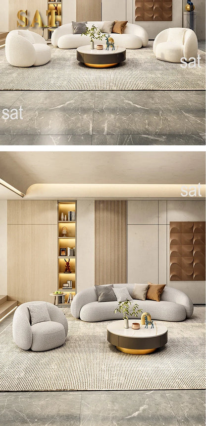 mHot Sales Modern Couch Simple Sofa Minimalist Special Shaped White Velvet Light Luxury Living Room Sofa Furniture l