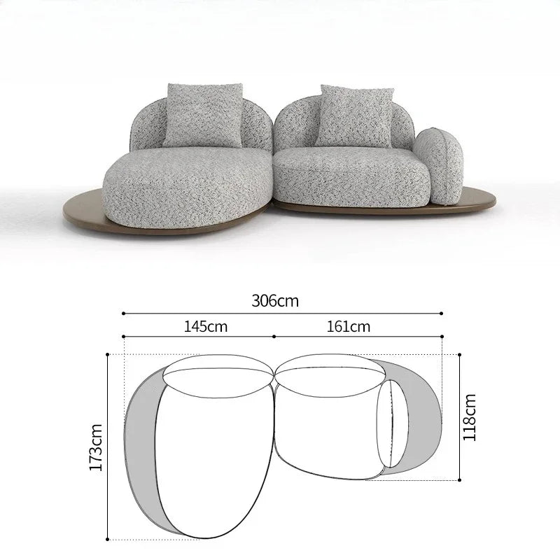 Living Room Coffee Table Designer Creative Three-person Log Style Furniture Modern Simple Modern Morocco Fabric Sectional Sofas