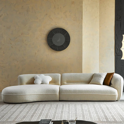 l # Italian Minimalist Fabric White Sofa Cream Style Small Living Room Curved Sofa Modern Boucle Solid Wood Half Round Sofa Set