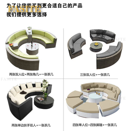 Outdoor Rattan Sofa Circular Villa Terrace Courtyard Rattan Art Living Room Leisure