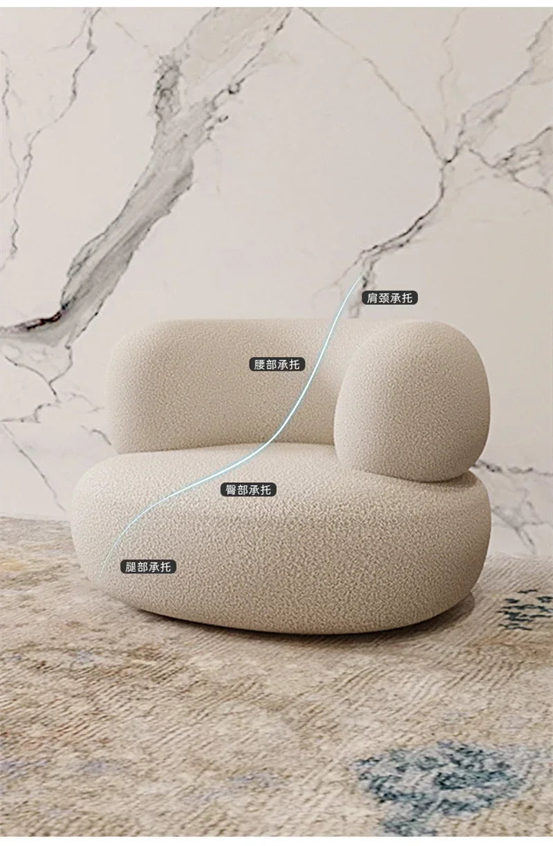 Modern Simple Fabric Curved Living Room Sofas for Home Furniture Luxury Nordic Lambswool Sofa Clothing Store Creative Sofa v