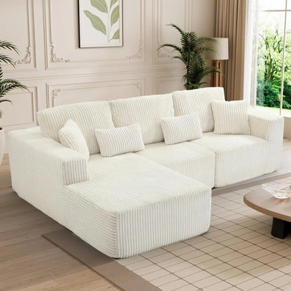 Modular Sectional Sofa Cloud Sectional Couch, 107" Comfy Fluffy L Shaped Dark Grey Couches for Living Room, Deep Seat