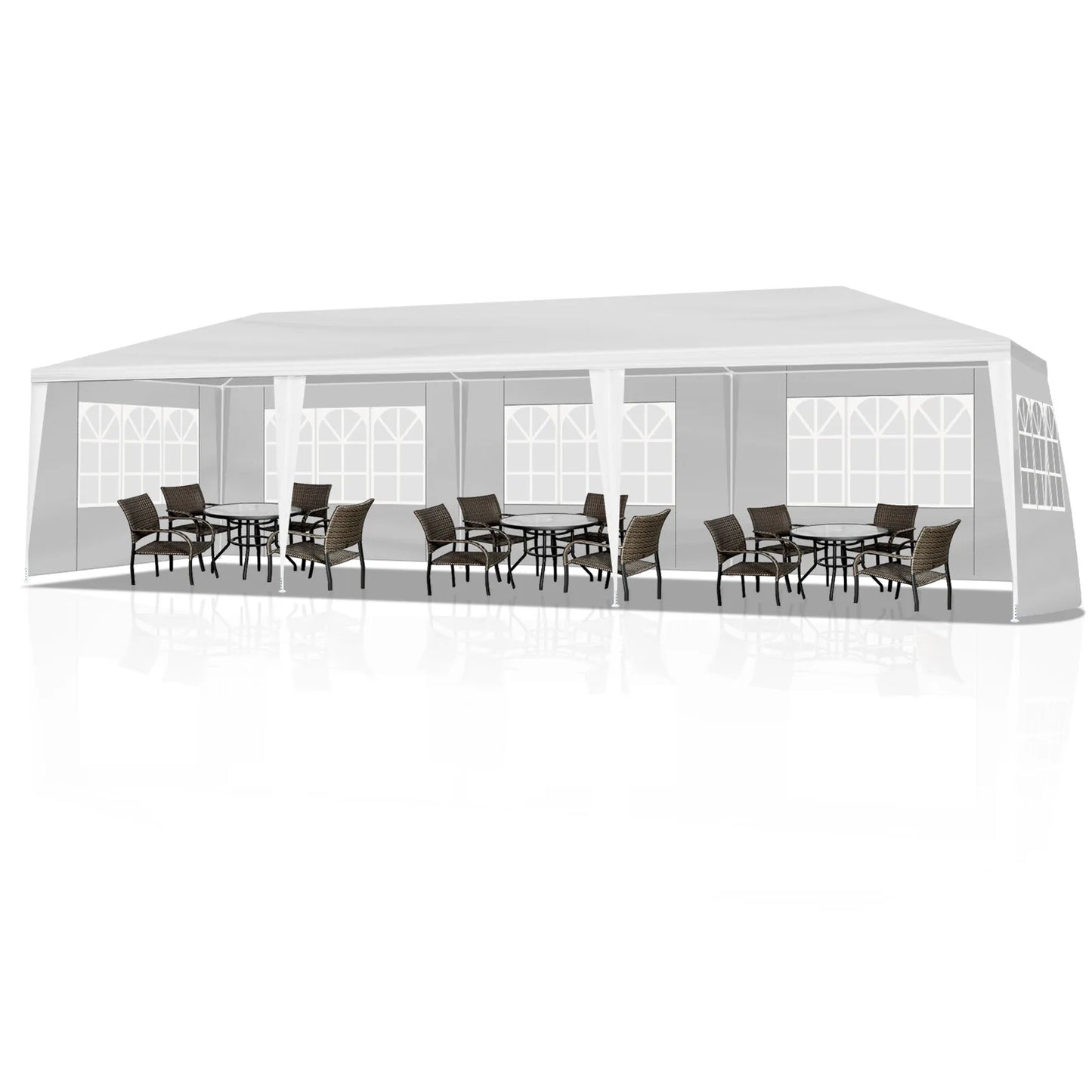 10x30 FT Canopy Outdoor Wedding Party Tent Gazebo Pavilion With 5 Walls White