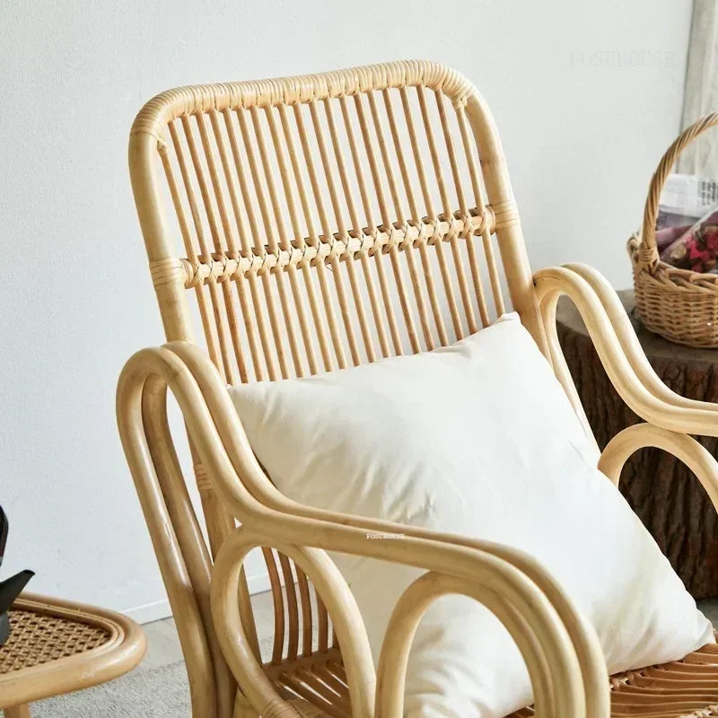 Outdoor Balcony Homestay Garden Single Rattan Chairs Living Room Leisure Rocking Chair Home Furniture Adult Lazy Recliner N M
