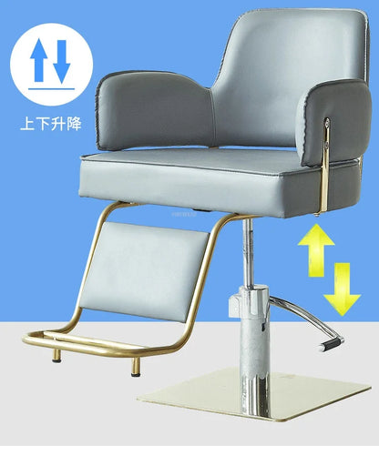 Simple Stainless Steel Barber Chairs Professional Salon Furniture Beauty Salon Chair Home Liftable Rotating Hairdressing Chair