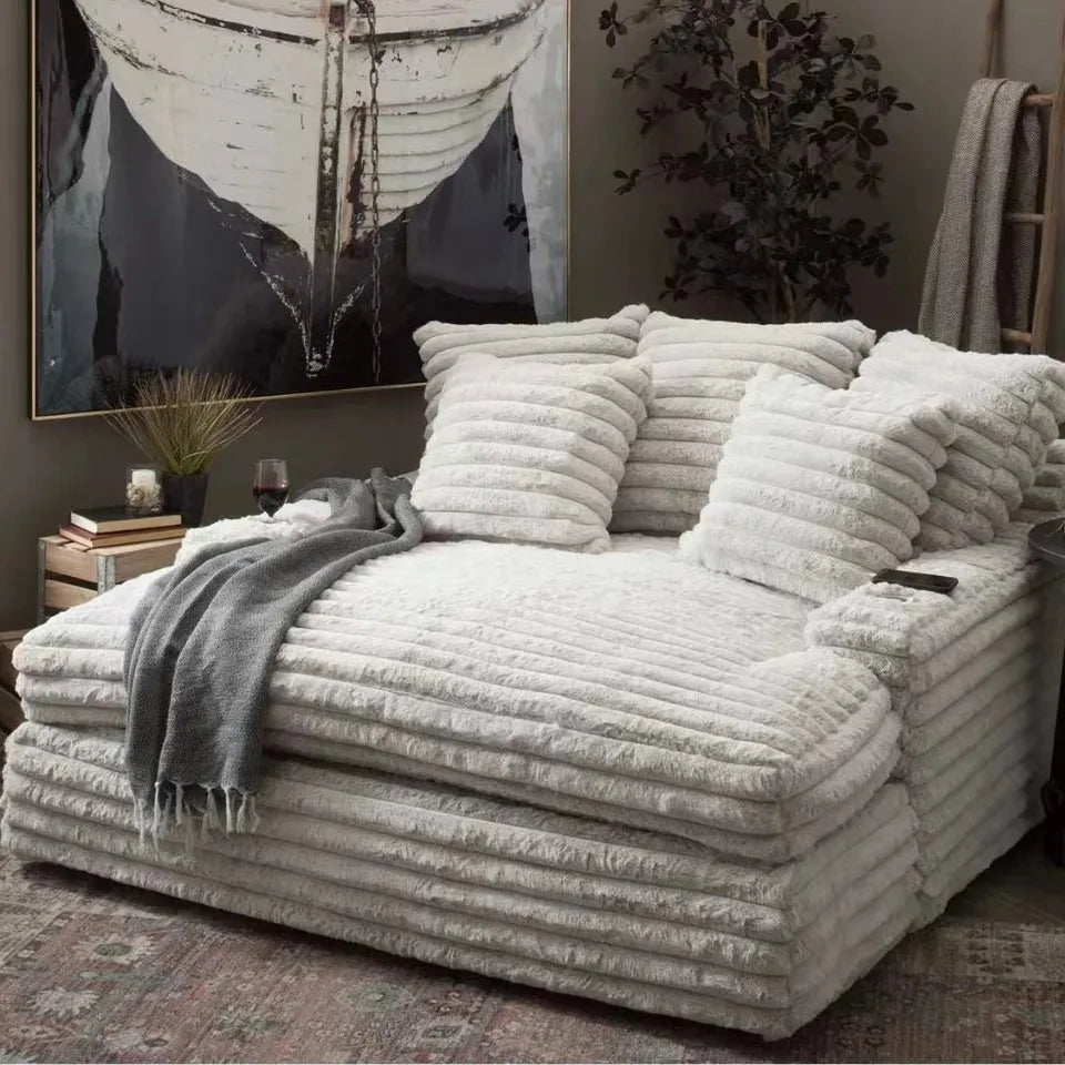 HXL Thick Corduroy Down Cloud Deep Seat Detachable Washable Combination Bedroom Sofa