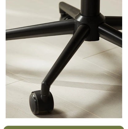 Comfortable Genuine Leather Chair Steel-Legged Adjustable Swivel Seat Ergonomic Desk Chair for Prolonged Sitting