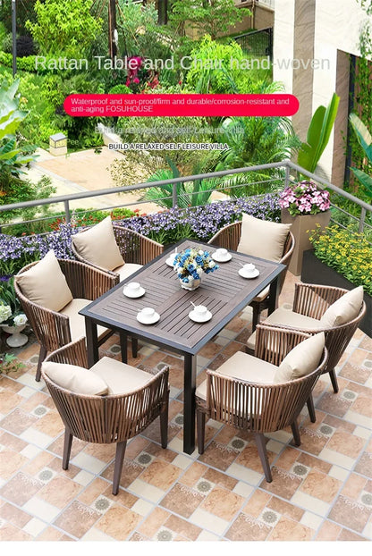Nordic Outdoor Balcony Leisure Rattan Table and Chair Garden Furniture Sets Rattan Garden Table and Chair Outdoor Furniture Sets