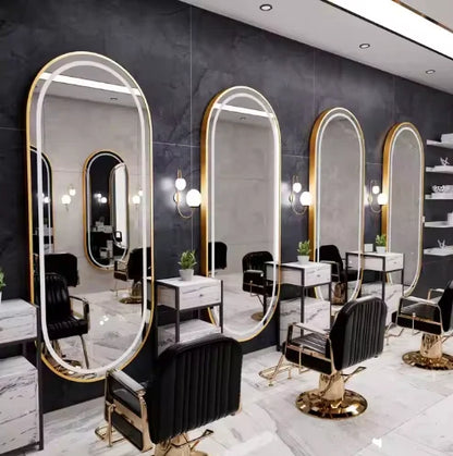 Golden Frame Beauty Salon Lighted Mirror LED Mirror Dresser Decorative Wall Mounted Illuminated Salon Wall Mirror