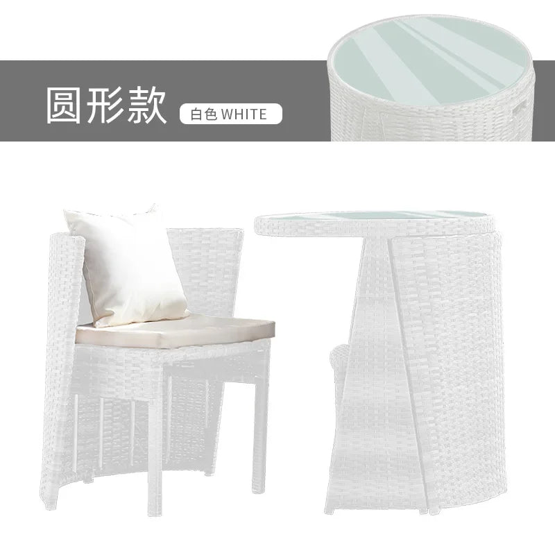 Balcony Small Table and Chair Rattan Chair Three-Piece Set Outdoor Tea Table Combination Terrace Courtyard Table and Chair
