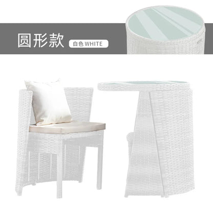 Balcony Small Table and Chair Rattan Chair Three-Piece Set Outdoor Tea Table Combination Terrace Courtyard Table and Chair