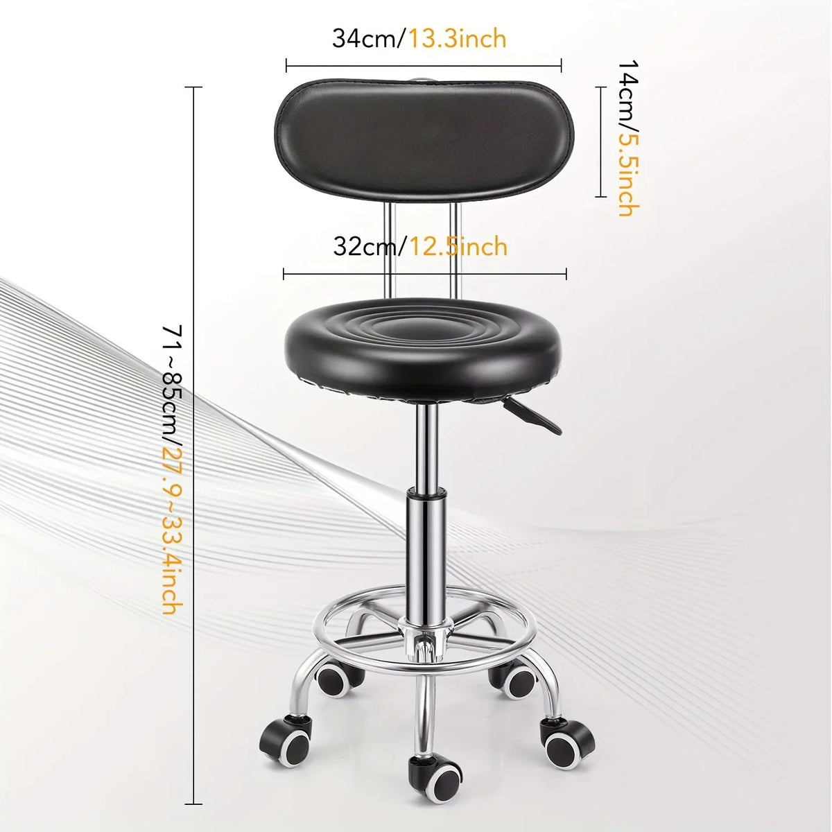 Adjustable Swivel Bar Stool with Backrest - Contemporary Faux Leather & Chrome-Plated Iron,Office Stool | Sleek Modern Stool