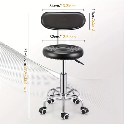 Adjustable Swivel Bar Stool with Backrest - Contemporary Faux Leather & Chrome-Plated Iron,Office Stool | Sleek Modern Stool