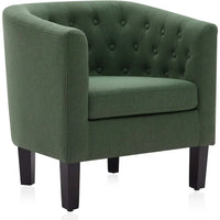 New Arrival Chairs with Sturdy Legs and Linen Fabric, Elegant Arm Chairs Upholstered Tufted Barrel Chairs Club Chair