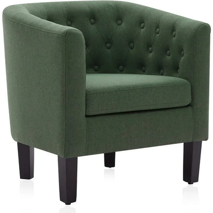 New Arrival Chairs with Sturdy Legs and Linen Fabric, Elegant Arm Chairs Upholstered Tufted Barrel Chairs Club Chair