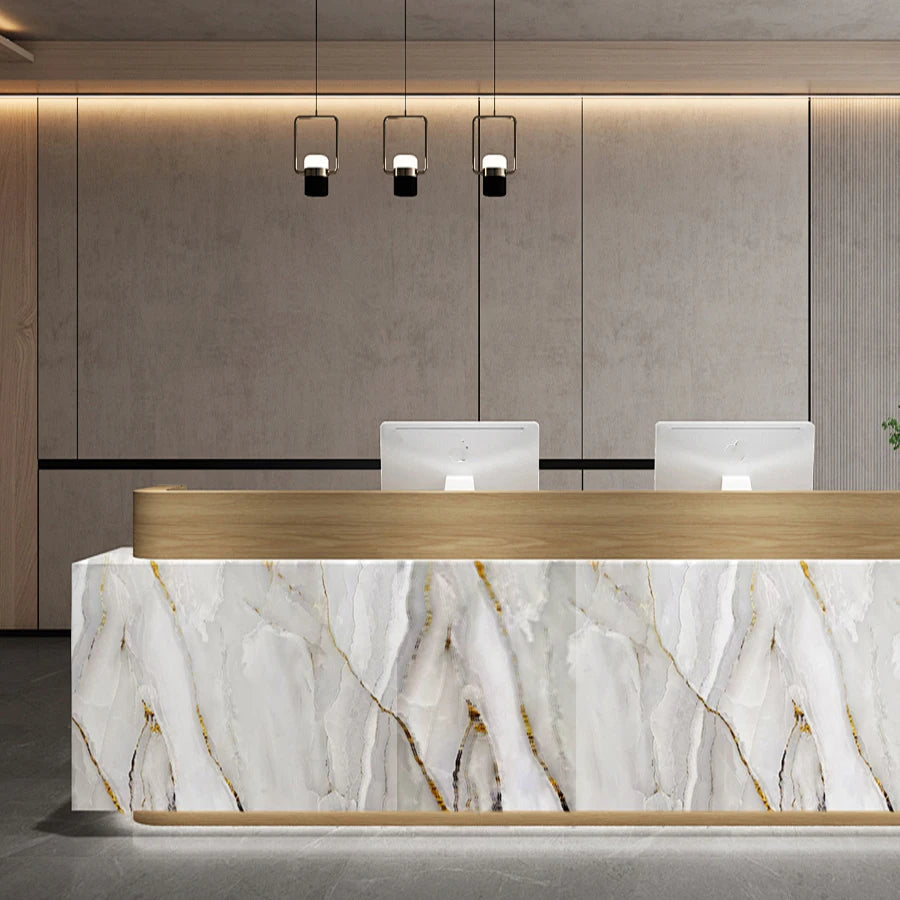 1 roll of marble self-adhesive wallpaper PET waterproof, flame-retardant, oil proof sticker background wall decorative wallpaper