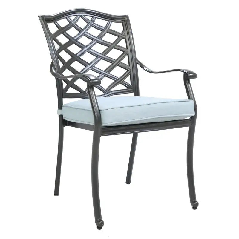 Set of 2 Light Blue Dining Arm Chairs