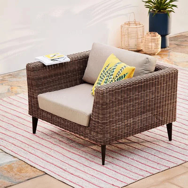 Nordic Outdoor Sofa - Round Rattan-Style Corner Set For Courtyards, Balconies, And Hotels Sun-Resistant