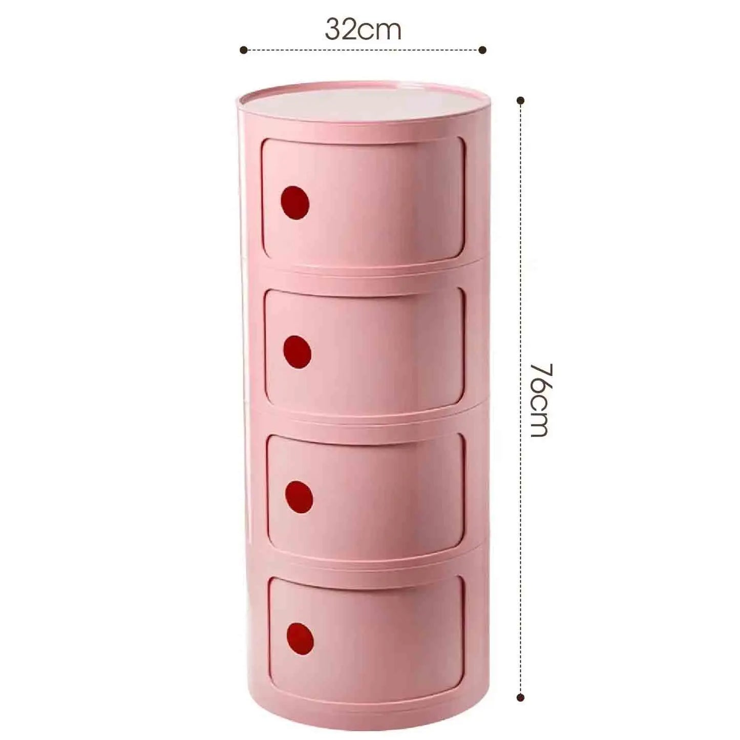 Plastic Round Nightstand Bedside Table Cabinet with Sliding Doors Round Storage Bedside Cabinet Nightstand  for Living Bedroom