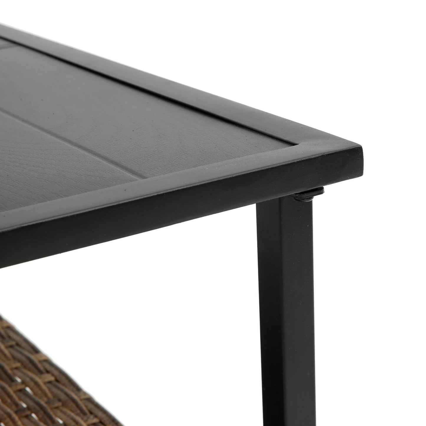 Patio 4 piece sectional low dining conversation sofa set- KD rattan wicker outdoor garden furniture corner sofa set with cushion