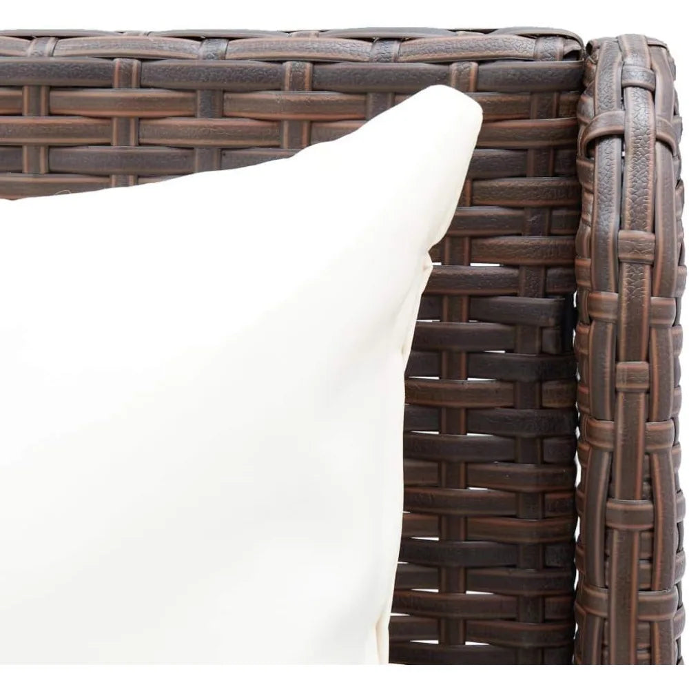 Durable Outdoor Patio Corner Sofas 2 pcs in Poly Rattan - Brown, Weather-Resistant Furniture with Comfortable Cushions