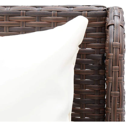 Durable Outdoor Patio Corner Sofas 2 pcs in Poly Rattan - Brown, Weather-Resistant Furniture with Comfortable Cushions