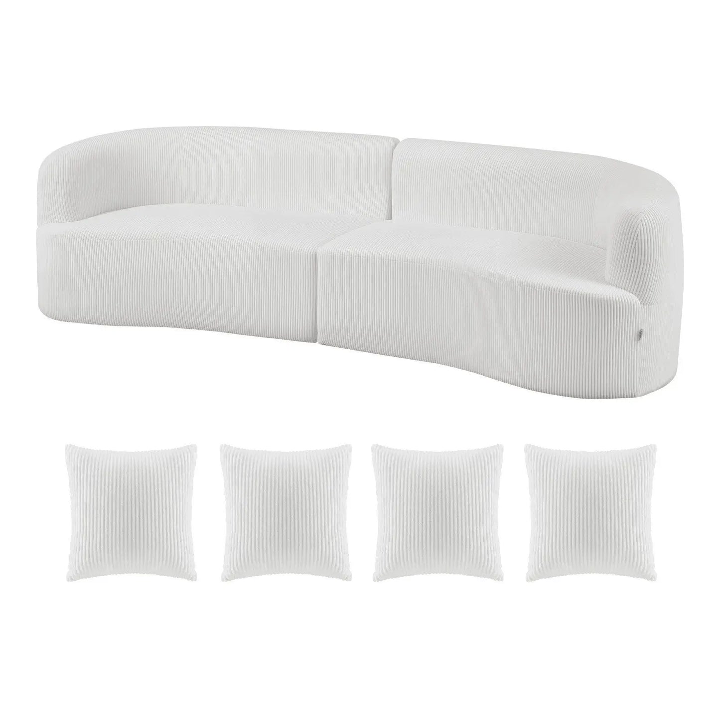 Luxury Modern Cloud Plush Sectional Sofa with 4 Pillows 112" Curved Modular Couch Deep Seats and Corduroy Fabric for Living Room