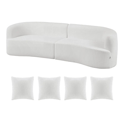 Luxury Modern Cloud Plush Sectional Sofa with 4 Pillows 112" Curved Modular Couch Deep Seats and Corduroy Fabric for Living Room