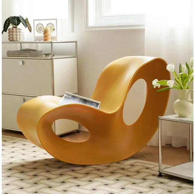Modern Voido Design Rocking PE Plastic Lounge  Chair Rotational-molded Polyethylene  Lazy Sofa Chair Ins Post-modern Homestay