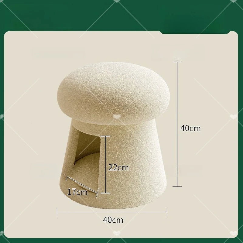 Creative Cat Nest Shoe Changing Stool Household Cream Style Mushroom Low Stool Entrance Entrance Storage Stool Multi-functional