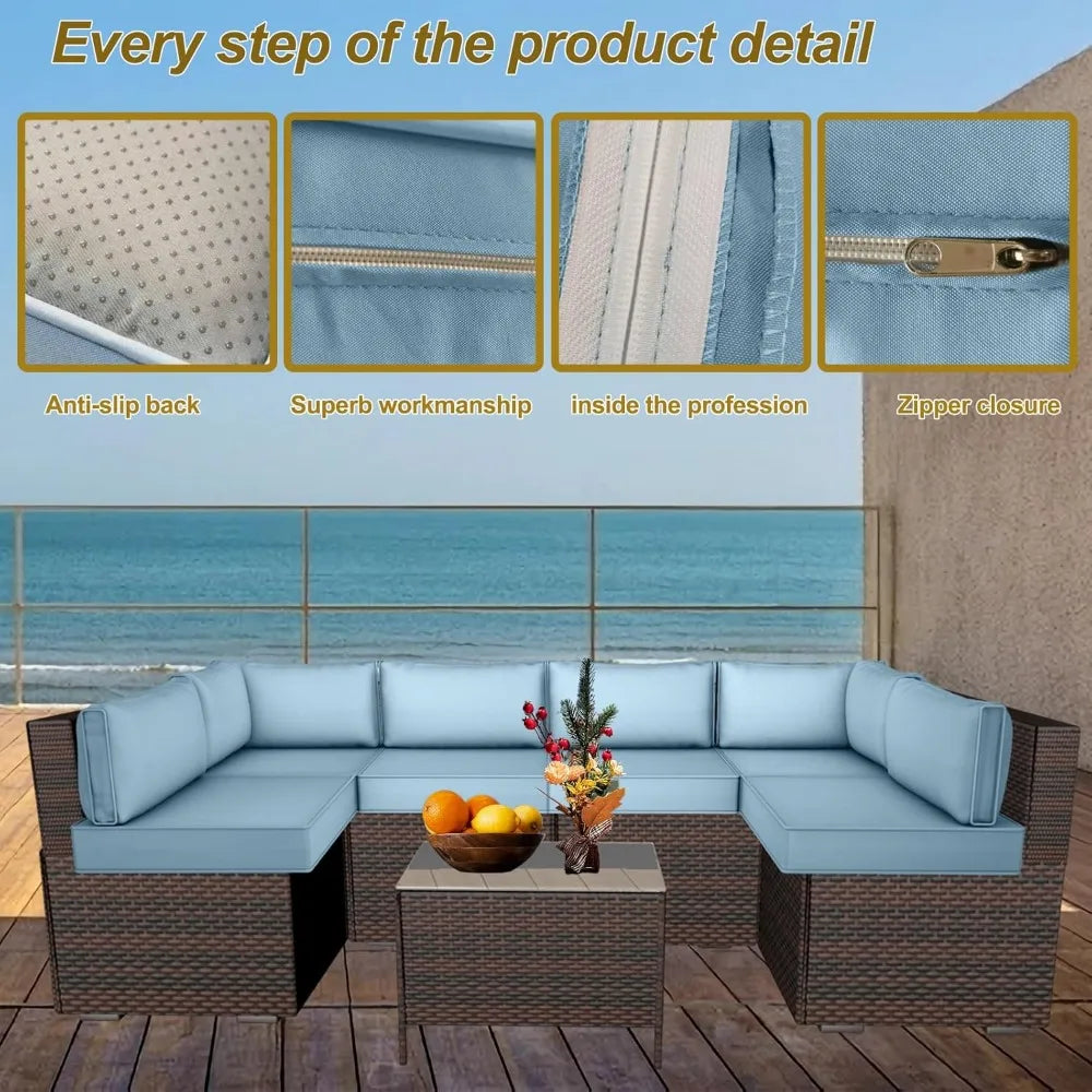 14 Piece Outdoor Patio Cushion Cover Replacement, Waterproof Patio Cushion Covers, Outdoor Furniture Cushion - Free Delivery