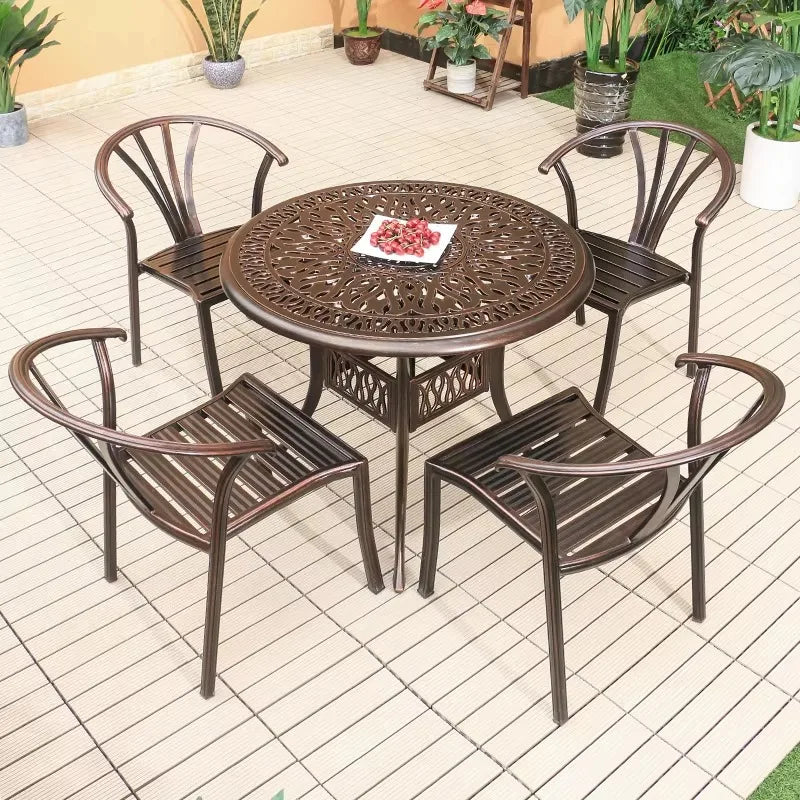 Cast Aluminum Outdoor Chairs Set of 2 Bistro Chairs Waterproof and Sun Resistant Patio Dinning Chairs Garden Chair Furniture