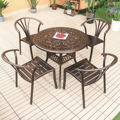 Cast Aluminum Outdoor Chairs Set of 2 Bistro Chairs Waterproof and Sun Resistant Patio Dinning Chairs Garden Chair Furniture