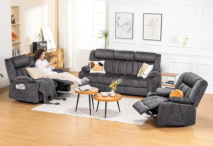 1+2+3 Manual recliner loveseat reclining sofa set, Cream