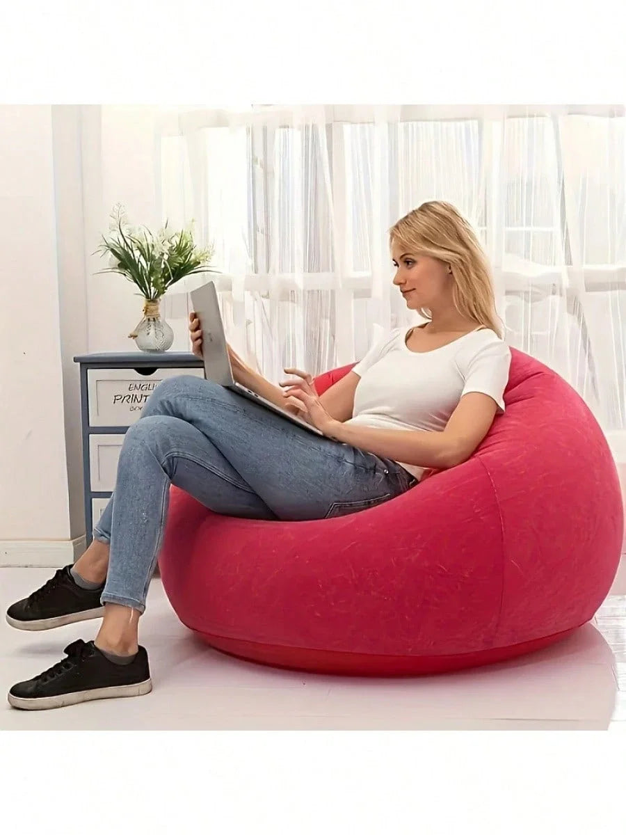Inflatable Soybean Bag Chair - Soft/Comfortable Lazy Seat for Living Room/Office/Outdoor Camping (Father's Day Gift)