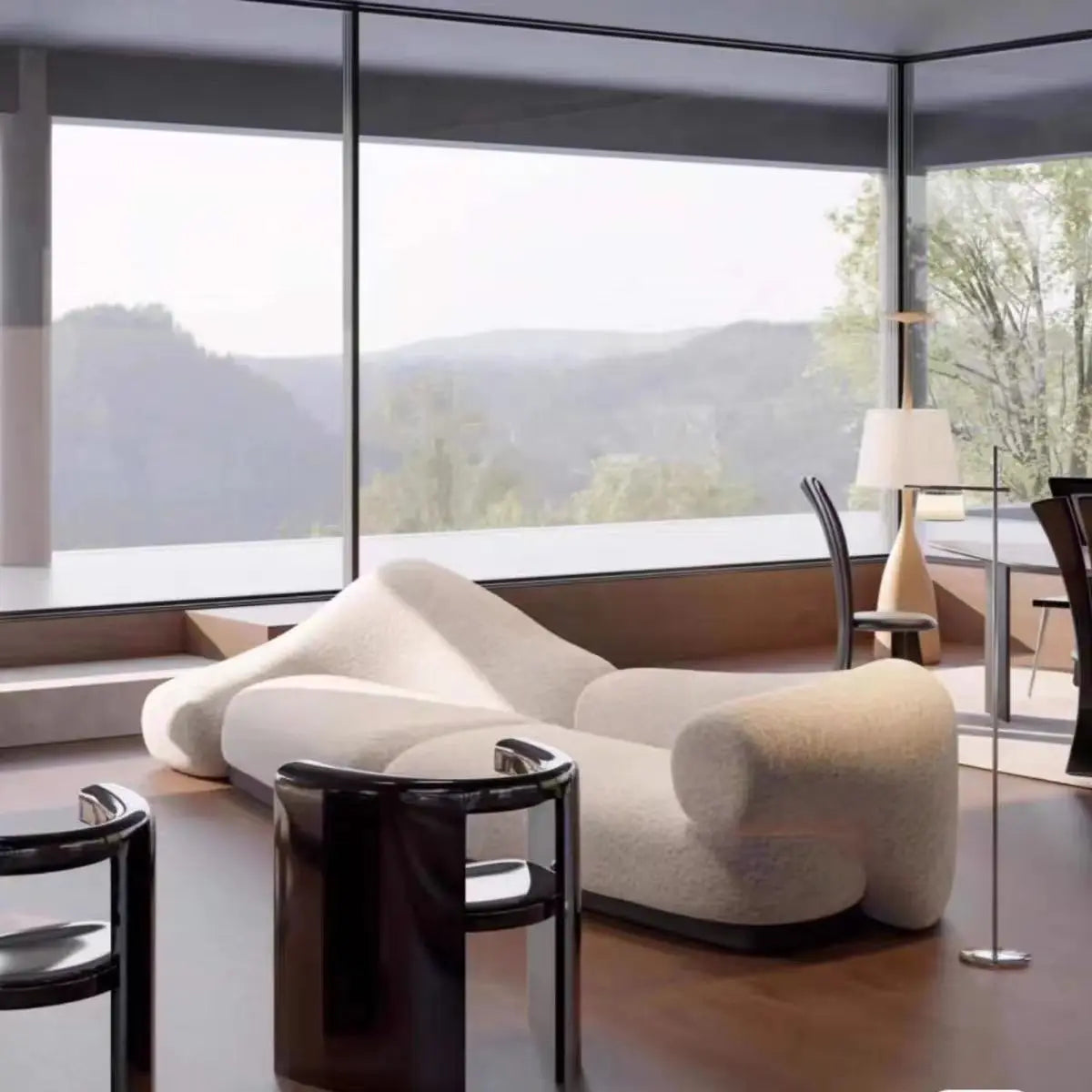 Canapé italien petit appartement, ensemble complet de canapé semi-circulaire, lumière de célébrité d'internet, luxe moderne, nouveau
