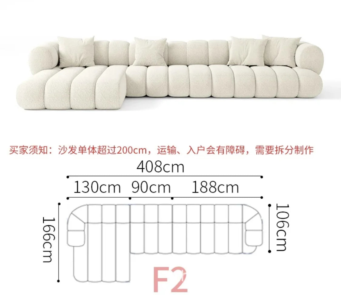 Living room cloud fabric sofa size apartment