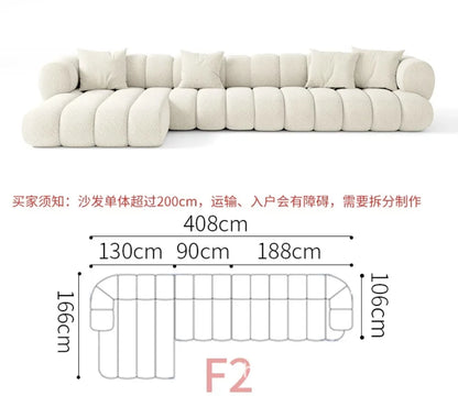 Living room cloud fabric sofa size apartment