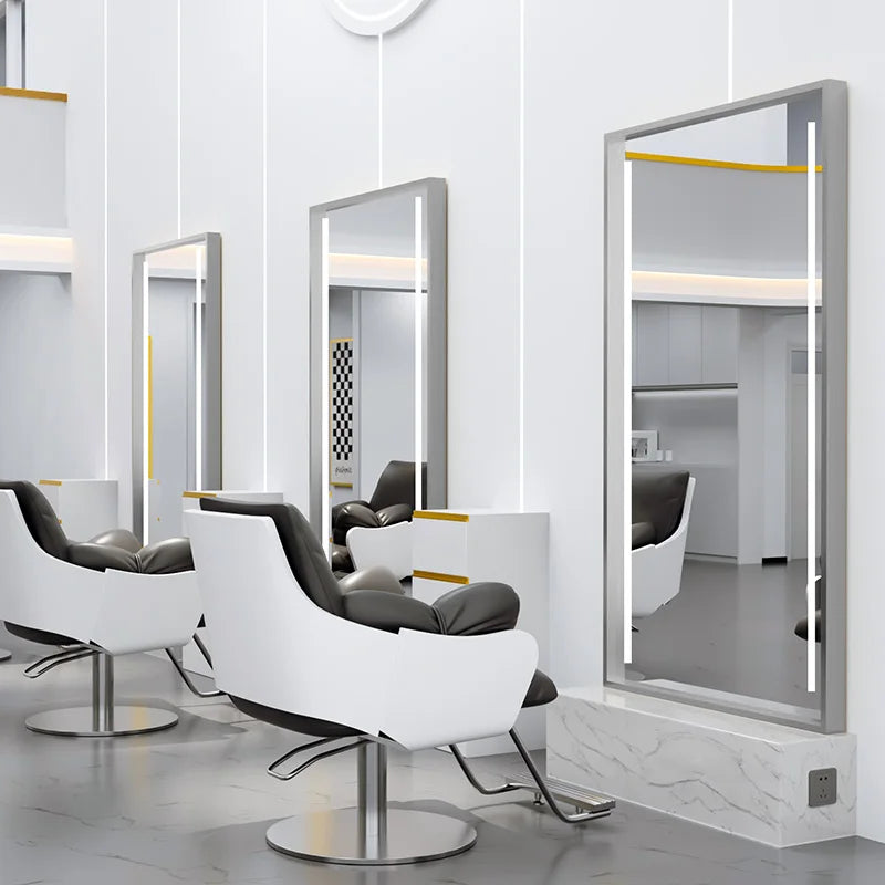HJ Barber Shop Mirror Quick Cut Special Mirror Hair Salon Internet celebrity hair salon Full Lamp Mirror