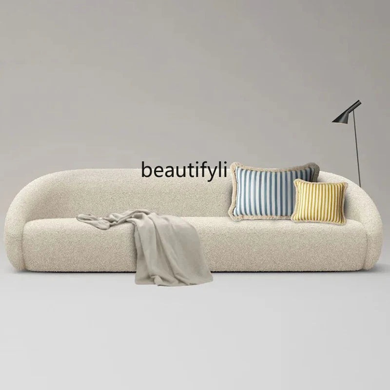 Italian minimalist large curved sofa living room small apartment light luxury designer fabric sofa