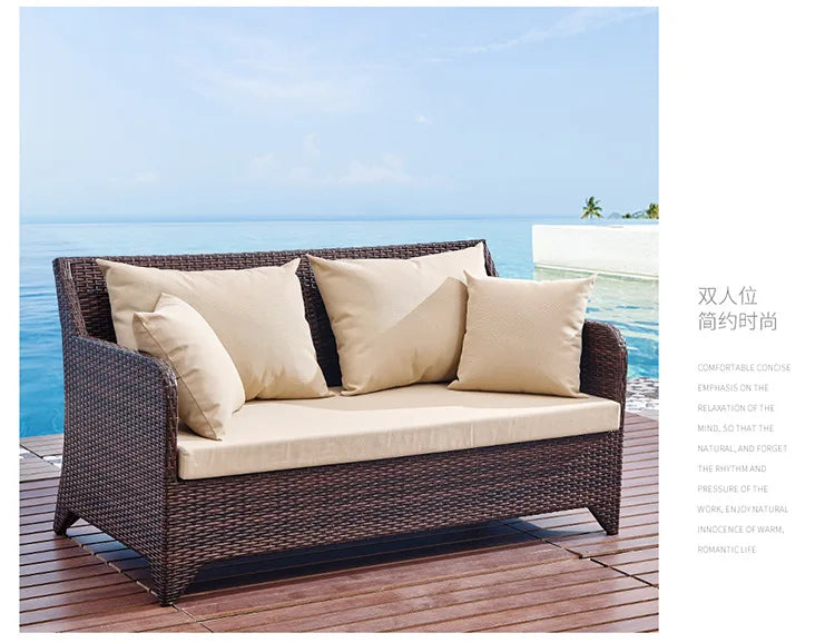 Wicker outdoor imitation rattan leisure living room courtyard balcony furniture sales office outdoor display negotiation sofa