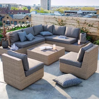 American Modern Courtyard Furniture Leisure Rattan Sofa Chairs Outdoor Country Corner Garden Sofas Patio Furniture Set a