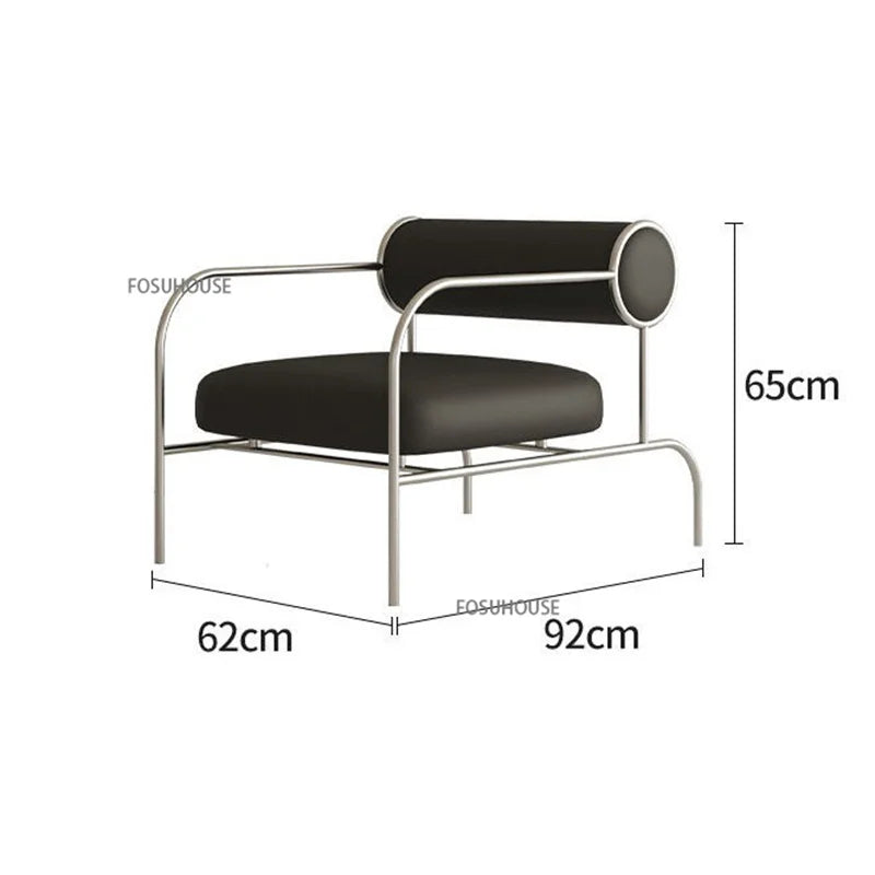 Modern Simple Living Room Chair Nordic Designer Stainless Steel Single Sofa Chair Bedroom Leisure Backr Armchair Home Furniture